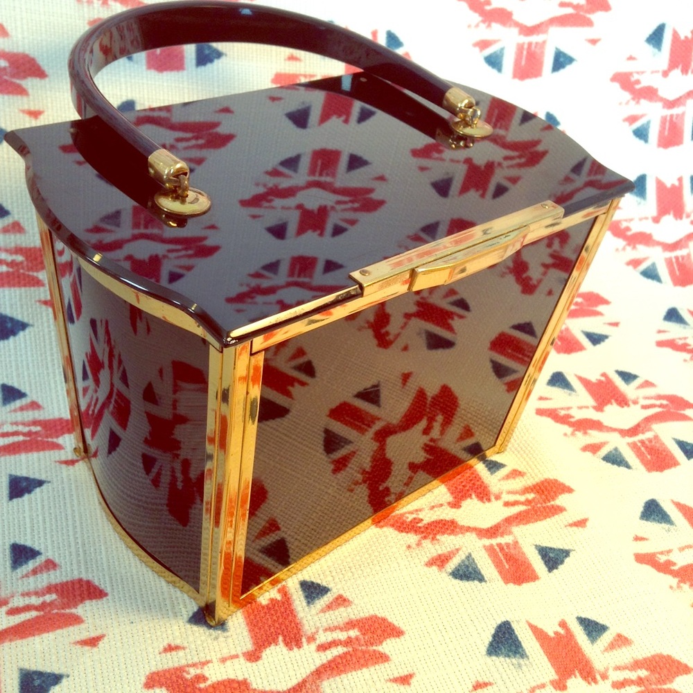 MAGESTIC Black Lucite & Gold Box Bag